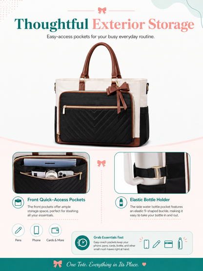 ShopDayTote™Nurse Tote Bag for Work & Long Shifts 15.6 inch